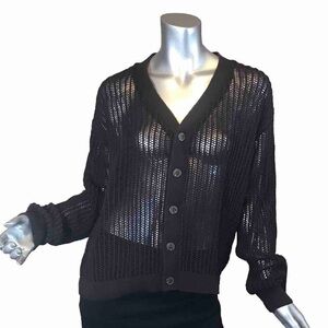 BDG Medium Chocolate Brown Beach V Neck Cardigan Open Knit, New Without Tags